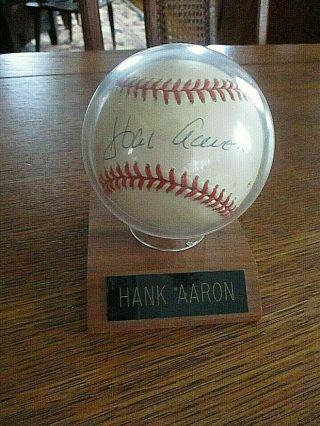 Hank Aaron Autographed Baseball.  Official Ball National League