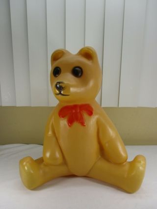 Vintage UNION Lighted Teddy Bear with Red Bow Christmas Blow Mold Decor 18 