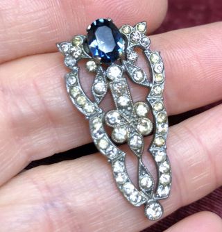 Vintage Art Deco Jewellery Sparkling Sapphire Crystal Dress Clip