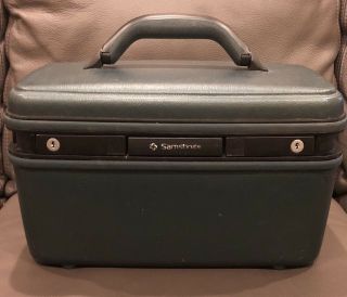 Vintage Samsonite Train Case Green Make Up Bag Luggage