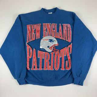 England Patriots Mens Xl Sweatshirt Made In Usa Vintage 90s Nfl Blue