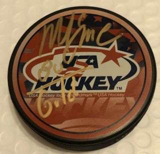 Mike Eruzione Signed Usa Hockey Puck Psa/dna Auto Miracle On Ice 1980 Gold
