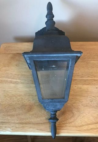 Vintage Black Outdoor Porch Wall Mount Sconce Light Fixture W Beveled Glass