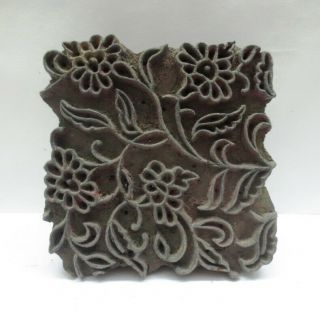 Indian Wooden Carved Textile Printing Fabric Hand Block Stamp Vintage Floral