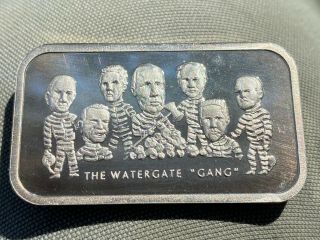 Vintage 1oz.  999 Fine Silver Art Bar " The Watergate Gang "