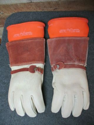 Vintage Charleston Rubber Co Linesman Electric Gloves Size 10 Class 2