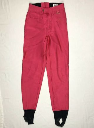 Nils Womens Vintage Retro Stirrup Wool Blend Ski Snow Pants Sz 6r Bright Pink