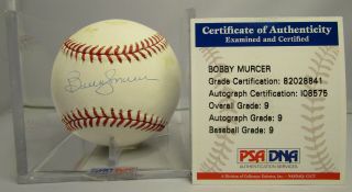 Bobby Murcer Autographed Baseball & Cube - Psa Authenticated & Graded 9