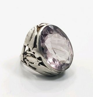 Vintage Art Deco? Sterling Silver 925 Amethyst Leaf Ladies Ring Size 4
