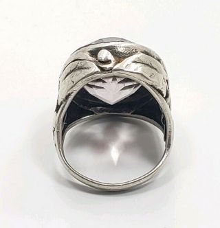 Vintage Art Deco? Sterling Silver 925 Amethyst Leaf Ladies Ring Size 4 3