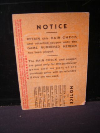 1936 York Yankees vs.  Giants Baseball World Series Rain Check Ticket Stub 3