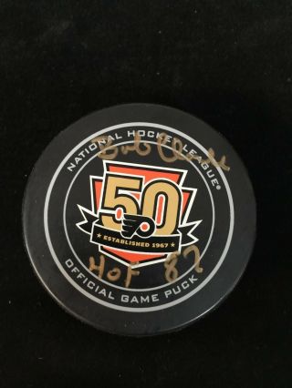 Bobby Clarke Autographed Philadelphia Flyers 50th Anniversary Game Puck W/coa