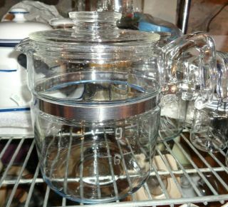 Vintage Pyrex Glass Percolator Coffee Pot 9 Cup 7759b Pot Lid 7759c
