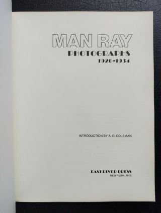 MAN RAY Photographs 1920 - 1934 East River Press Reprint 2