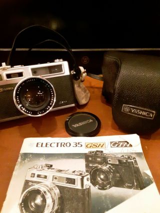 Vintage Yashica Electro 35 Gsn Rangefinder 35mm Film Camera With Case W/ 1:1.  7
