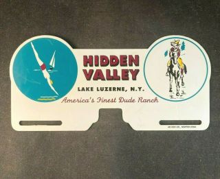 Vtg Hidden Valley Dude Ranch York License Plate Topper Rare Advertising Sign