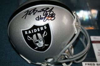 Raiders Fred Biletnikoff Signed Mini Helmet Auto W/ " Hof 