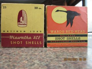 Vintage Empty Wards Red Head Hiawatha 20ga Shotgun Shell Boxs