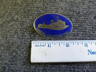 Vintage Vietnam Us Navy Coastal Squadron One Swift Boat Hat Badge Pin