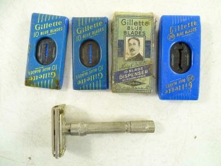 Vintage Gillette Adjustable Safety Razor W/ Case L4 Code Retro Old Men 