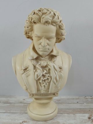 Vintage Bust Of Beethoven Sculpture Music Statue Art 12”