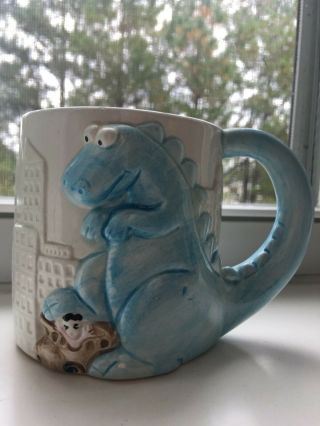 Vintage 1987 Dinosaur Godzilla Monster Mug Fitz & Floyd Omnibus Coffee Ceramic