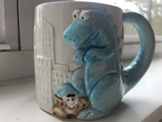 Vintage 1987 Dinosaur Godzilla Monster Mug Fitz & Floyd Omnibus Coffee Ceramic 3
