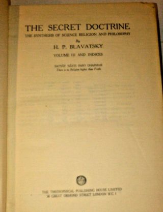 The Secret Doctrine,  Vol 3 / Blavatsky / /vintage / Hardcover