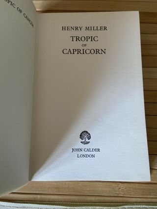 Tropic of Capricorn by Henry Miller 1964 UK 1st/1st HB John Calder 3