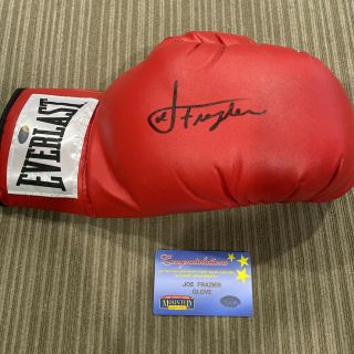 Joe Frazier Autographed Signed Everlast Boxing Glove W/ Mounted Memories