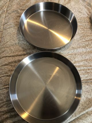 Set Of 2 Vintage Heavy Duty Stainless Steel 9 1/8 Round Cake Pans Vg