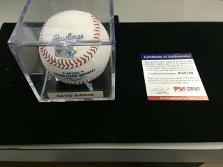 David Justice Signed Baseball With Certificate Of Authenticity