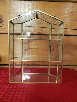 Vintage Brass And Glass 3 Shelf Curio Display Cabinet 10 " T 7.  5 " W 3 - 1/4 D