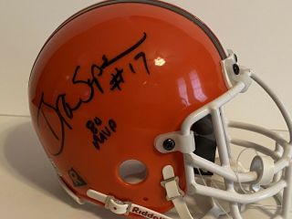 Brian Sipe Signed Cleveland Browns Throwback mini helmet JSA NFL MVP 1980 2
