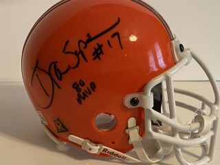Brian Sipe Signed Cleveland Browns Throwback mini helmet JSA NFL MVP 1980 3