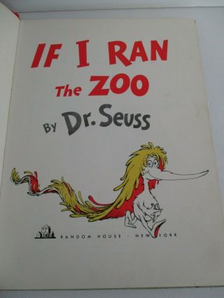 Vintage Dr Seuss IF I RAN THE ZOO circa 1965 Printing 3