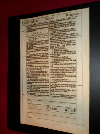 1634 - King James Bible Leaf - Title Page - 2nd Thessalonians - 
