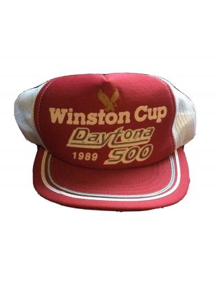 Vintage 1989 Nascar Winston Cup Daytona 500 Usa Snapback Trucker Hat Cap Racing