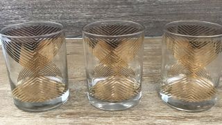 Mcm Vintage Georges Briard Rocks Glasses Set Of 3 Geometric Arrow Points In Gold