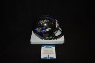 Signed Cj Mosley Baltimore Ravens Mini Helmet.  W/beckett Cert