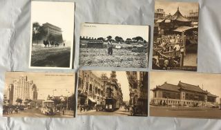 6 Chinese Vintage Postcards - Camels Peking,  Graves In China,  Nanking Road Etc,