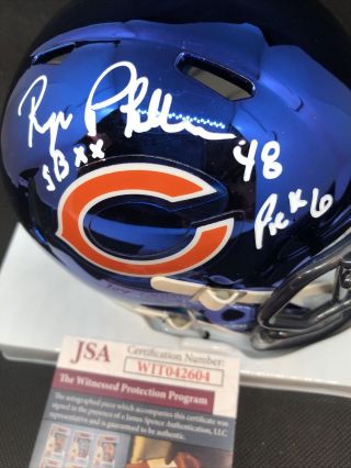 Reggie Phillips 1985 SB XX Champs Chicago Bears Signed Auto Mini Helmet JSA 3