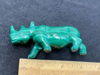 Carved Malachite Rhinoceros - 160 Grams - Vintage Estate Find 3