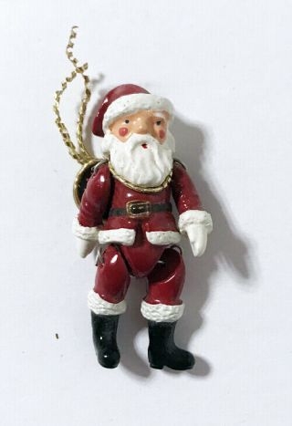 Vintage Santa Claus Christmas Hantel Miniature Pewter W/ Tag Scotland Dollhouse