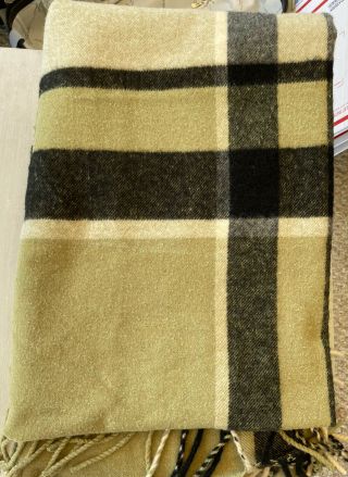 Vintage Wool Throw Blanket Light Green 62 " X 65 "