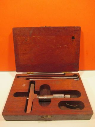 Vintage Lufkin No.  513 Machinist Depth Micrometer W/t 3 Rods,  Orig.  Box