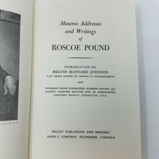 Masonic Addresses And Writings Of Roscoe Pound 1953,  Freemason,  Council 33