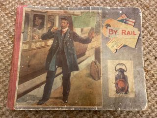 Edwardian Train Book Childrens Picture Book “by Rail” Thomas Nelson C1910 Rare