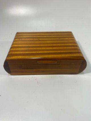 Vintage Handcrafted Wooden Jewelry Box 10.  5 " X 7 " X 3 "