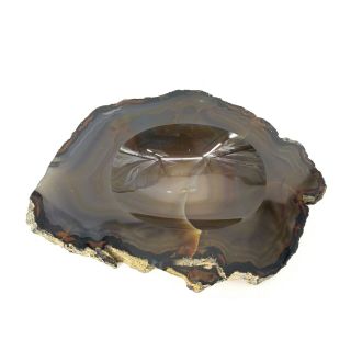 Vintage Agate Geode Slice Polished Ashtray Jewelry Display Dish 2cm Thick 2